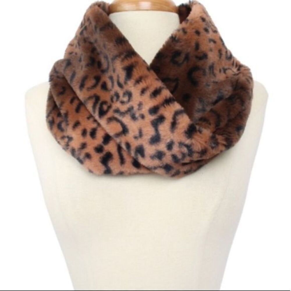 Scarf, Animal print Infinity Scarf Faux Fur